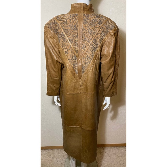 Vintage Long Brown Leather Coat - Picture 2 of 12
